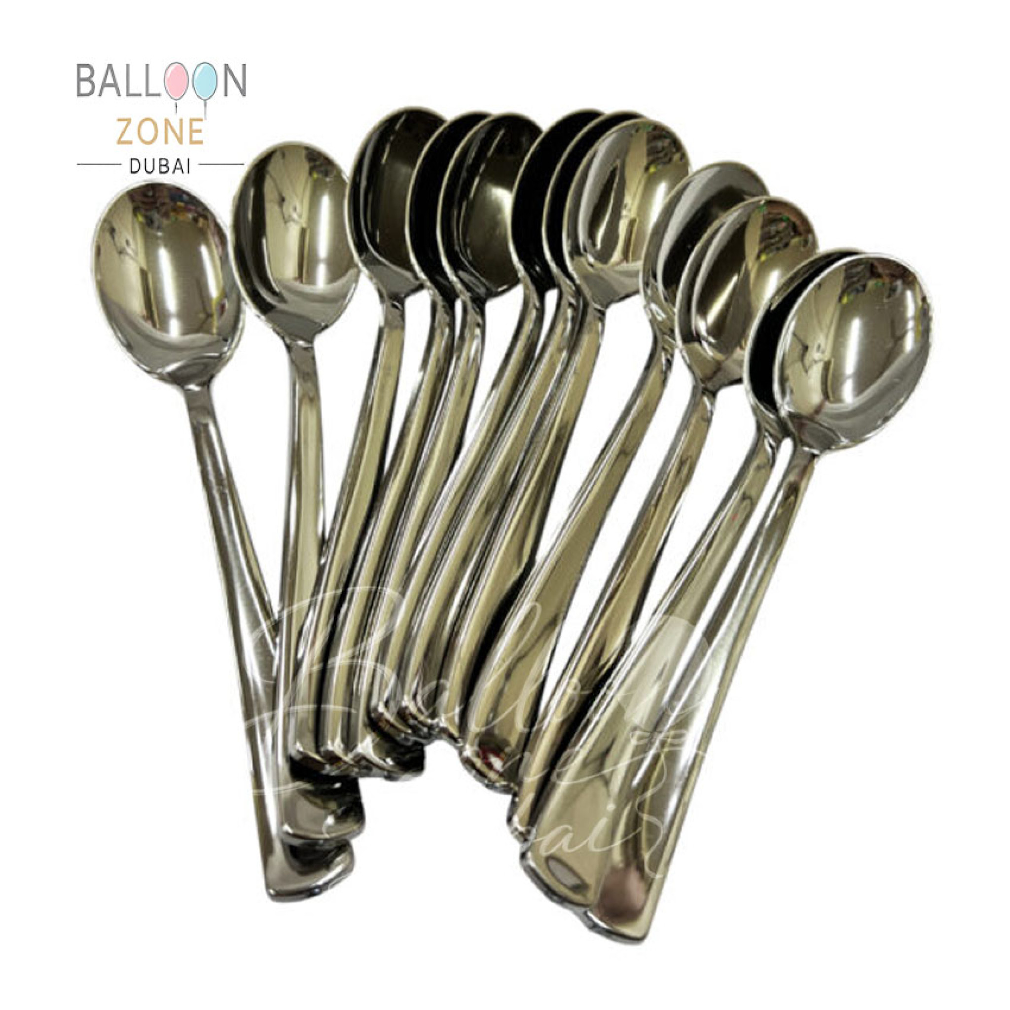Dark Silver Metallic Plastic Spoons â€“ Disposable Party Tableware