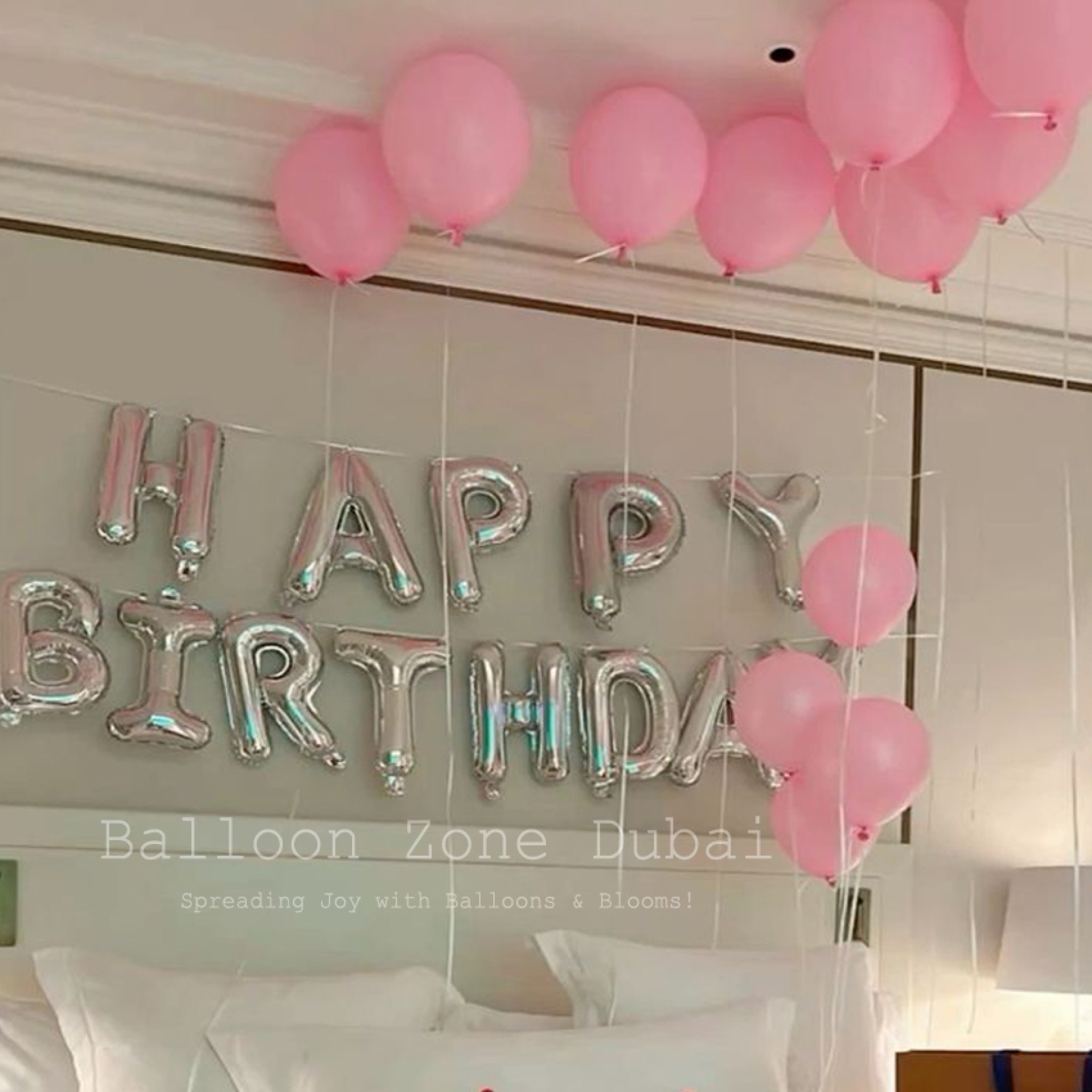Elegant Silver & Pink Birthday Surprise Setup