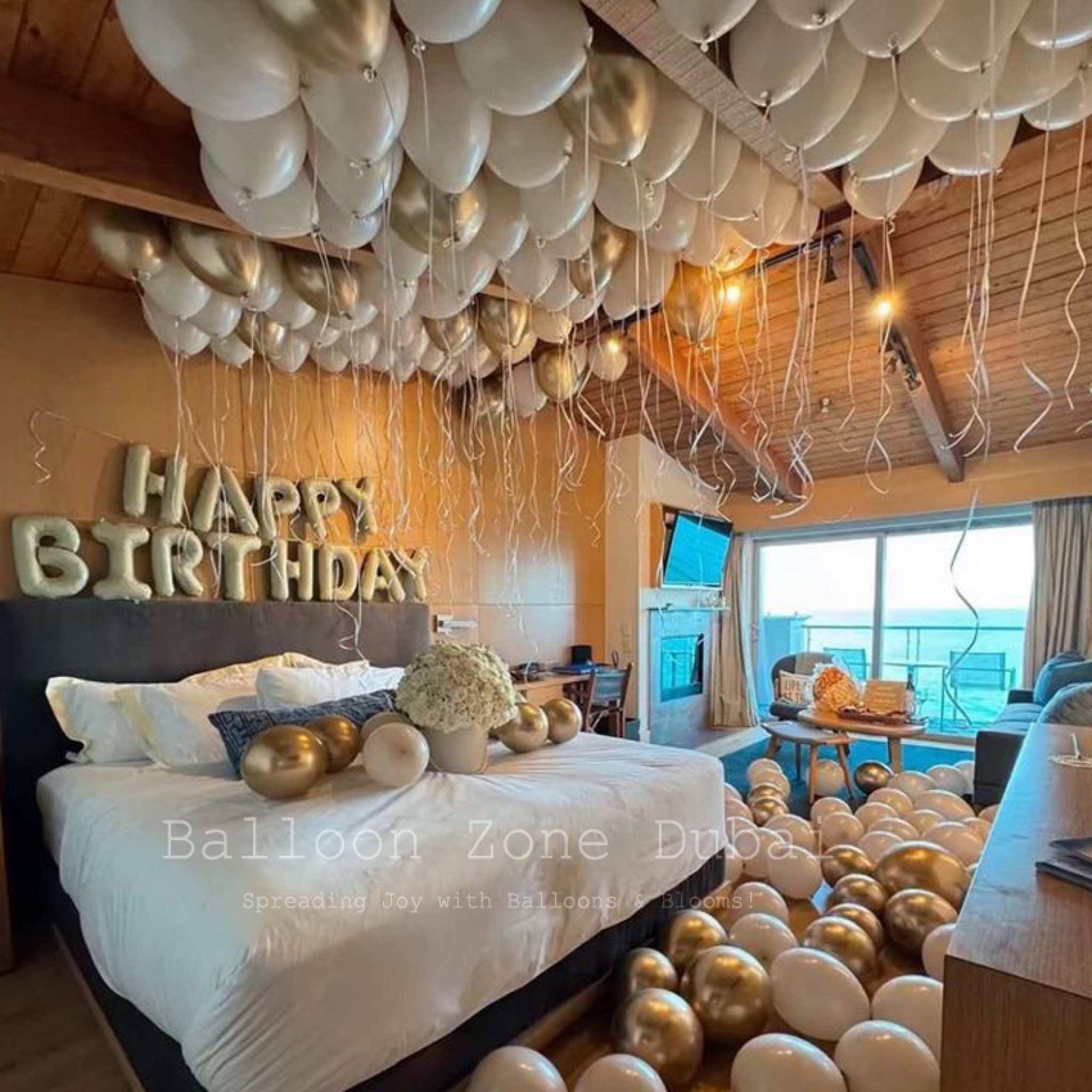 Golden Elegant Birthday Celebration Balloon Package