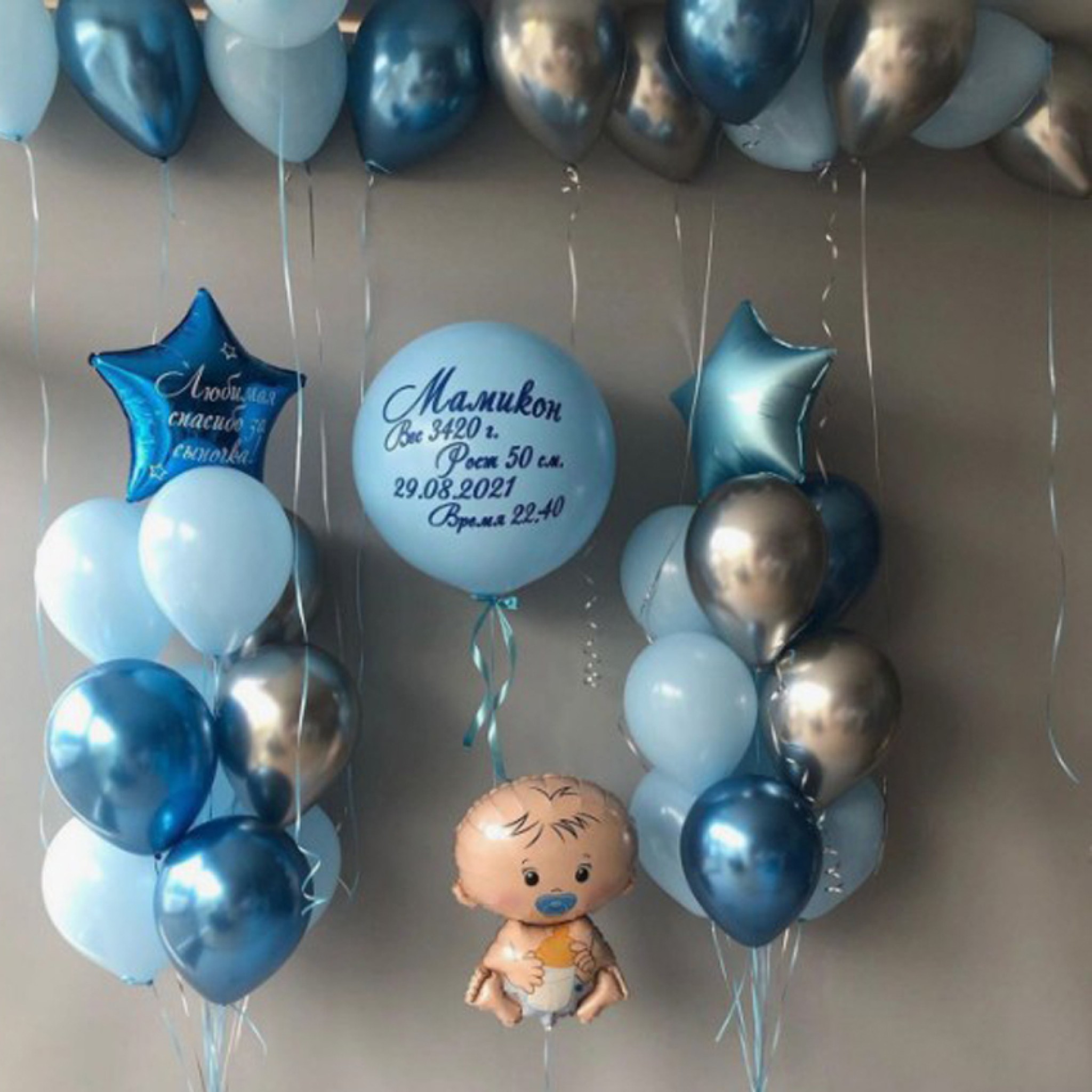 Itâ€™s a Boyâ€ Newborn Balloon Decoration with Ceiling Setup & Customized Balloon