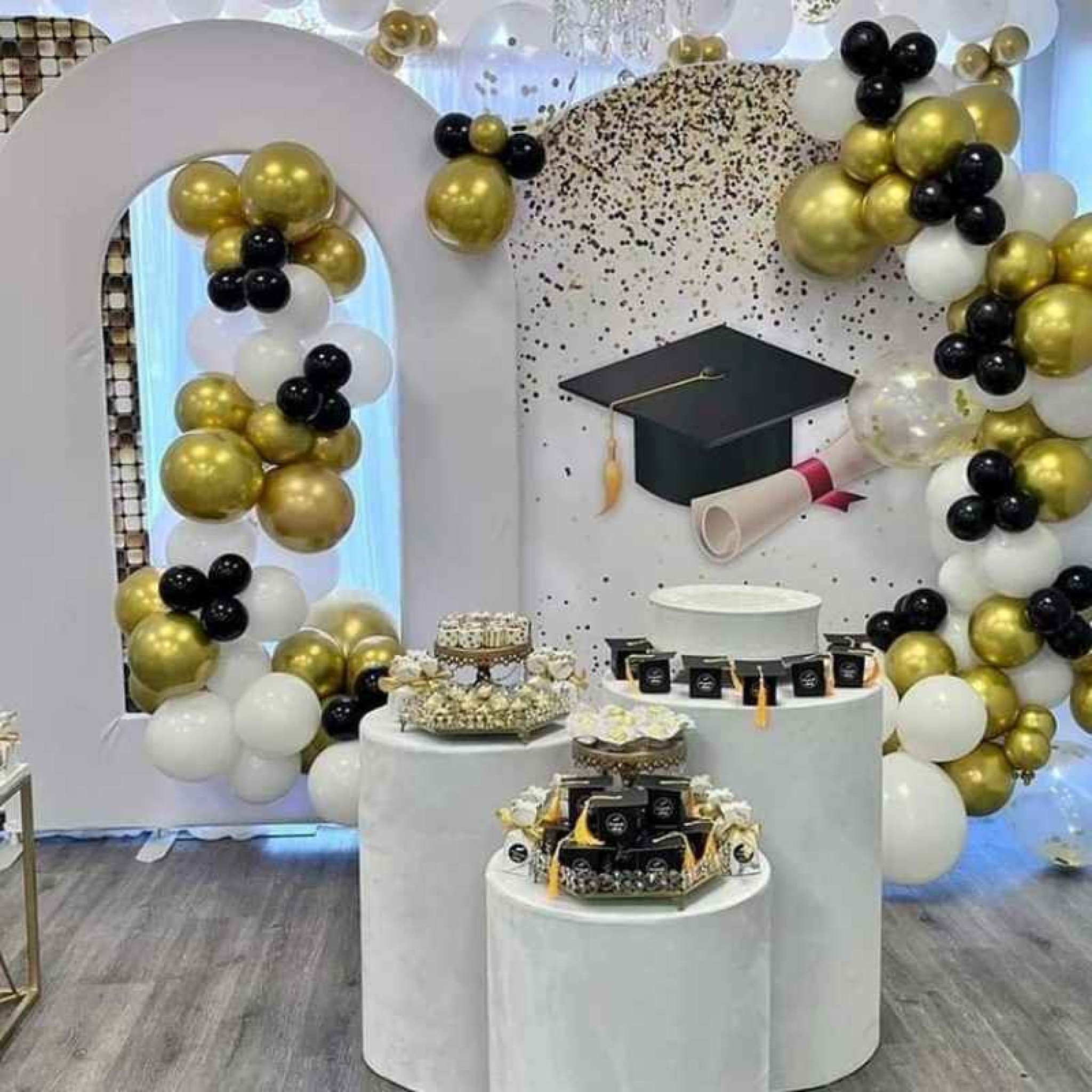 Luxury Graduation Balloon Garland Backdrop Setup 