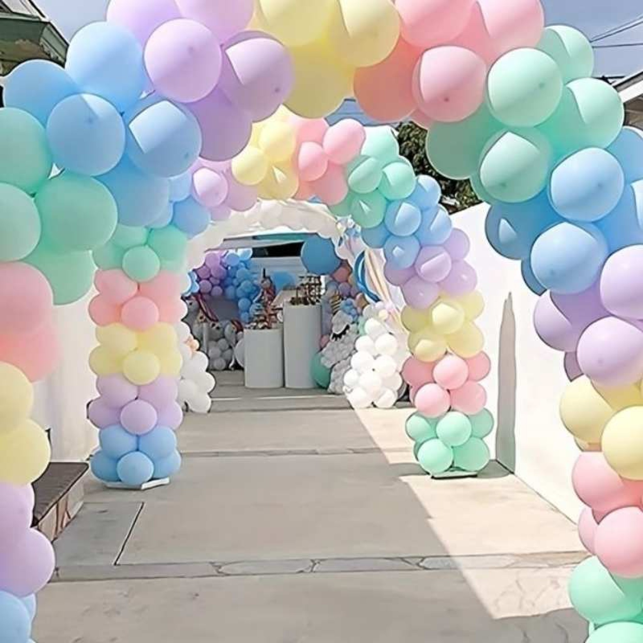 Pastel Rainbow Balloon Arch Entrance Tunnel