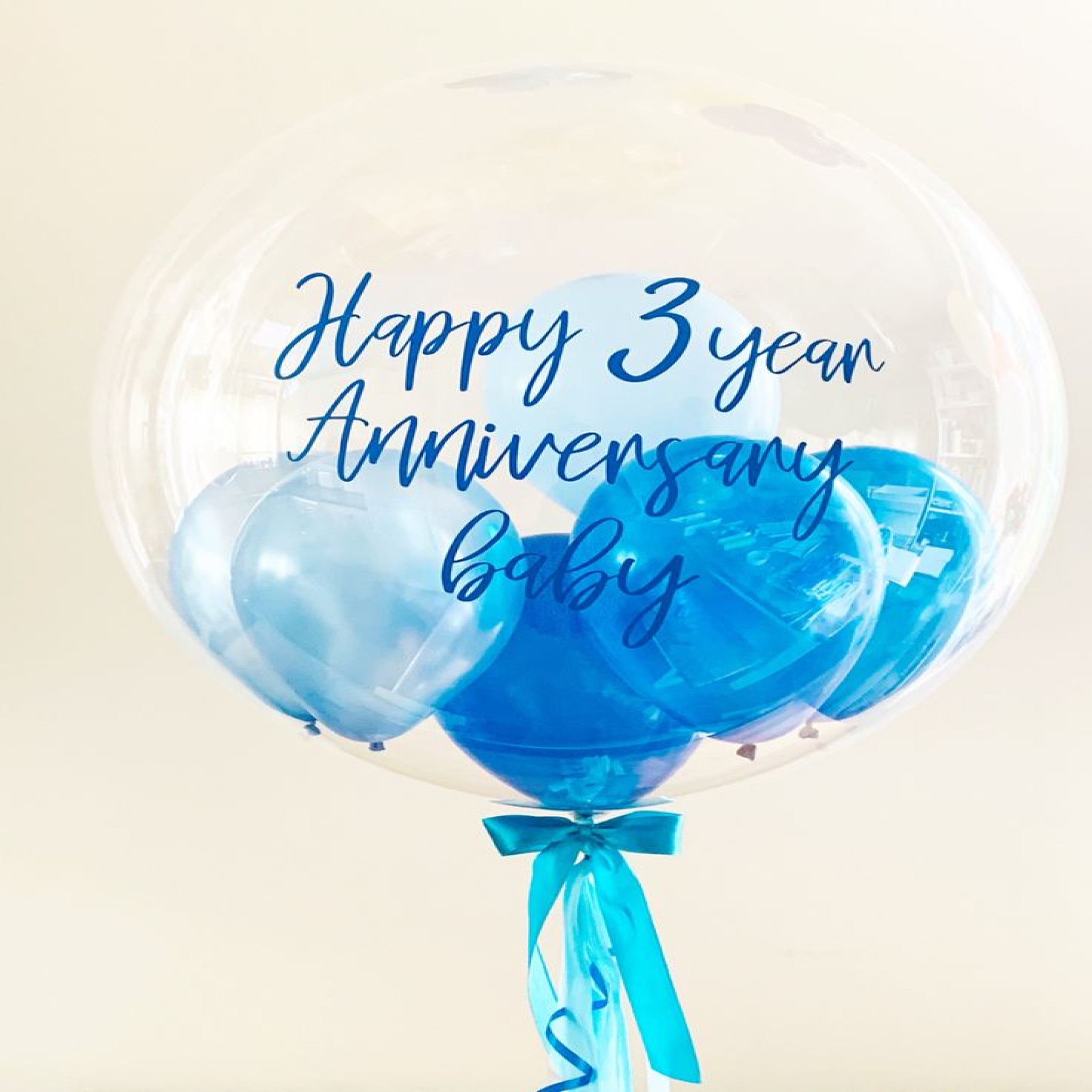 Personalized 3rd Anniversary Royal Blue Double-Layer Bubble Balloon
