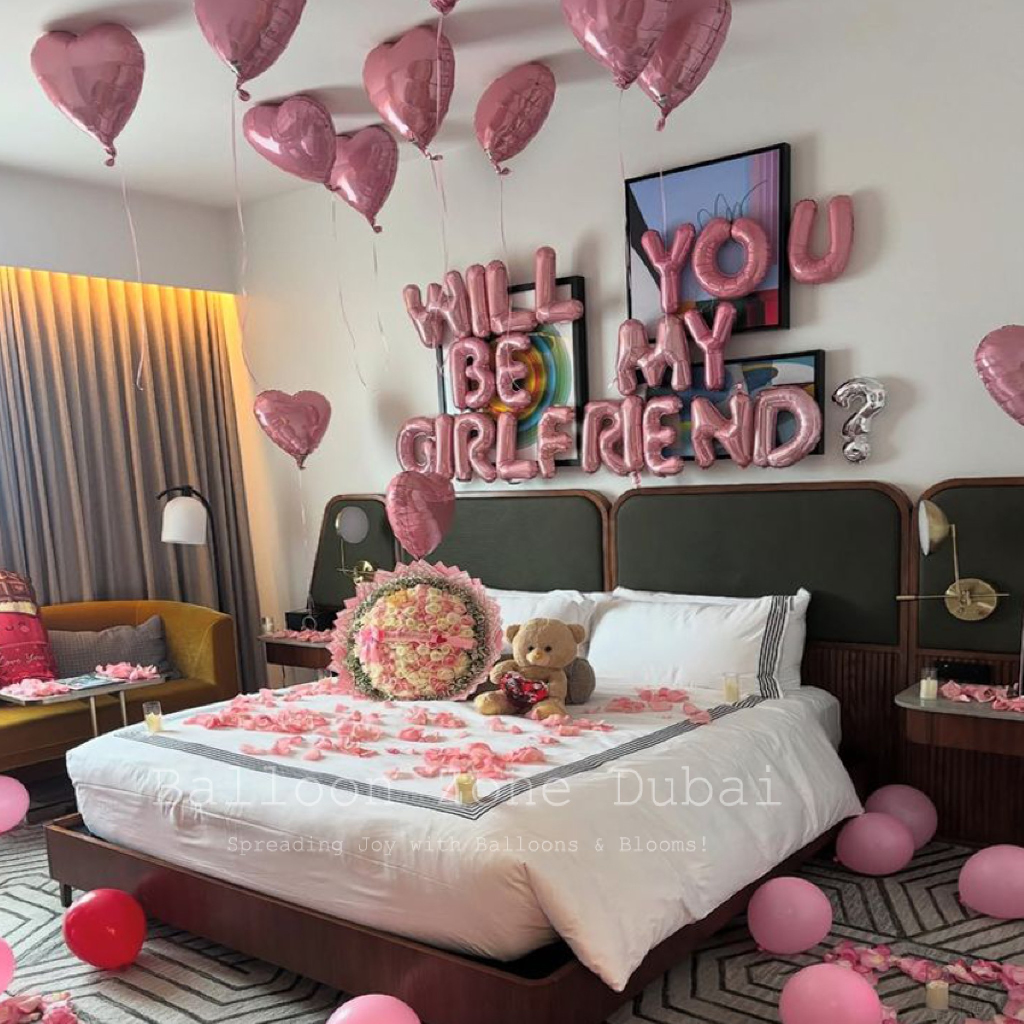 Pink Will You Be My Girlfriend Proposal Balloon Package