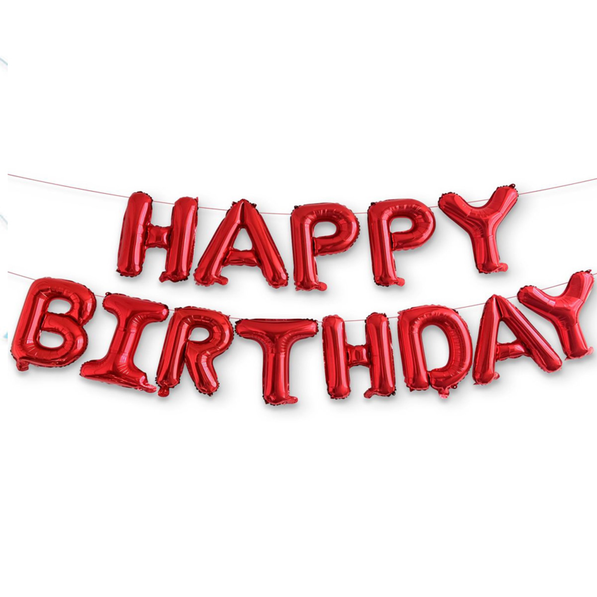 Red Happy Birthday Letters Balloon Decoration Dubai – 16 Inch Foil Set