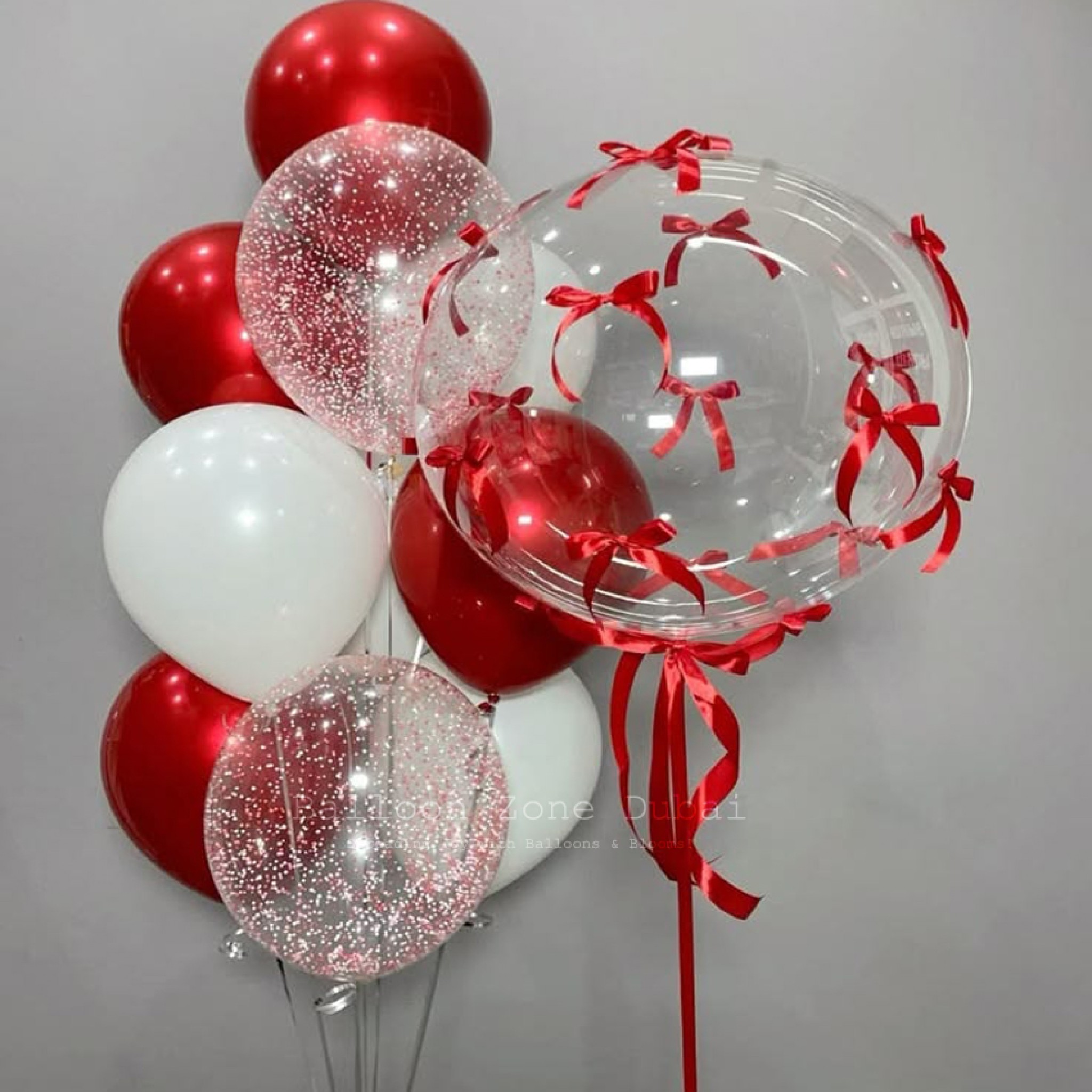 Red Romance Customized Bubble Balloon Bouquet