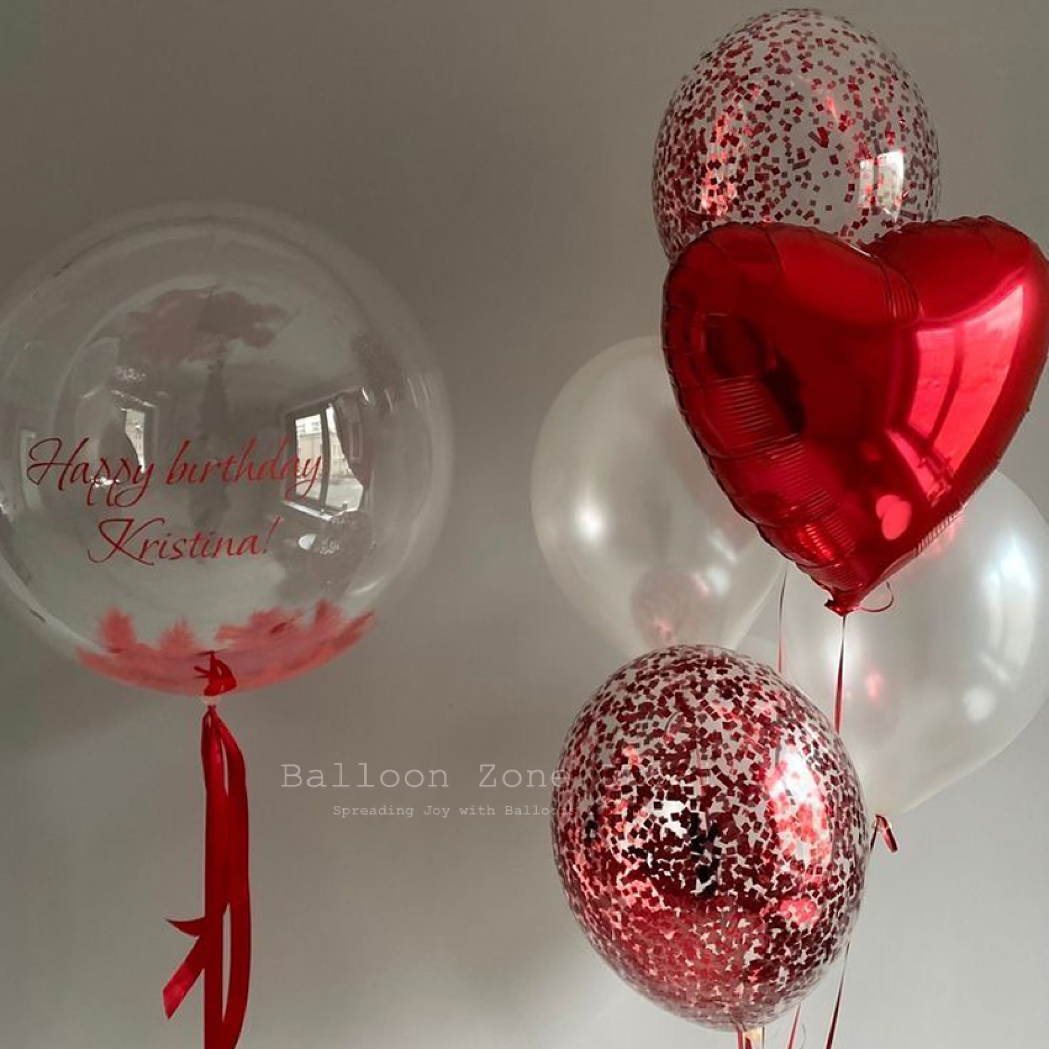 Romantic Red Heart Bubble Balloon Bouquet