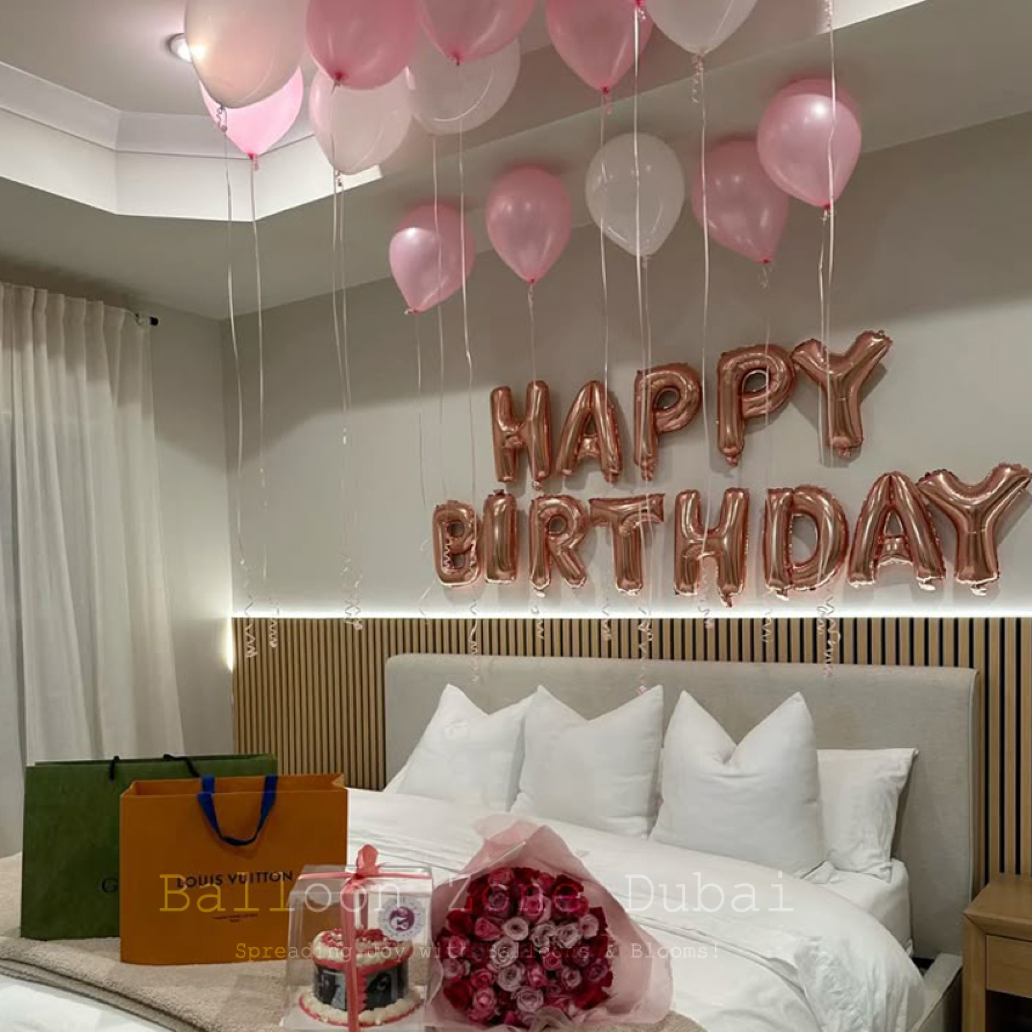 Rose Gold Birthday Ceiling Surprise Package