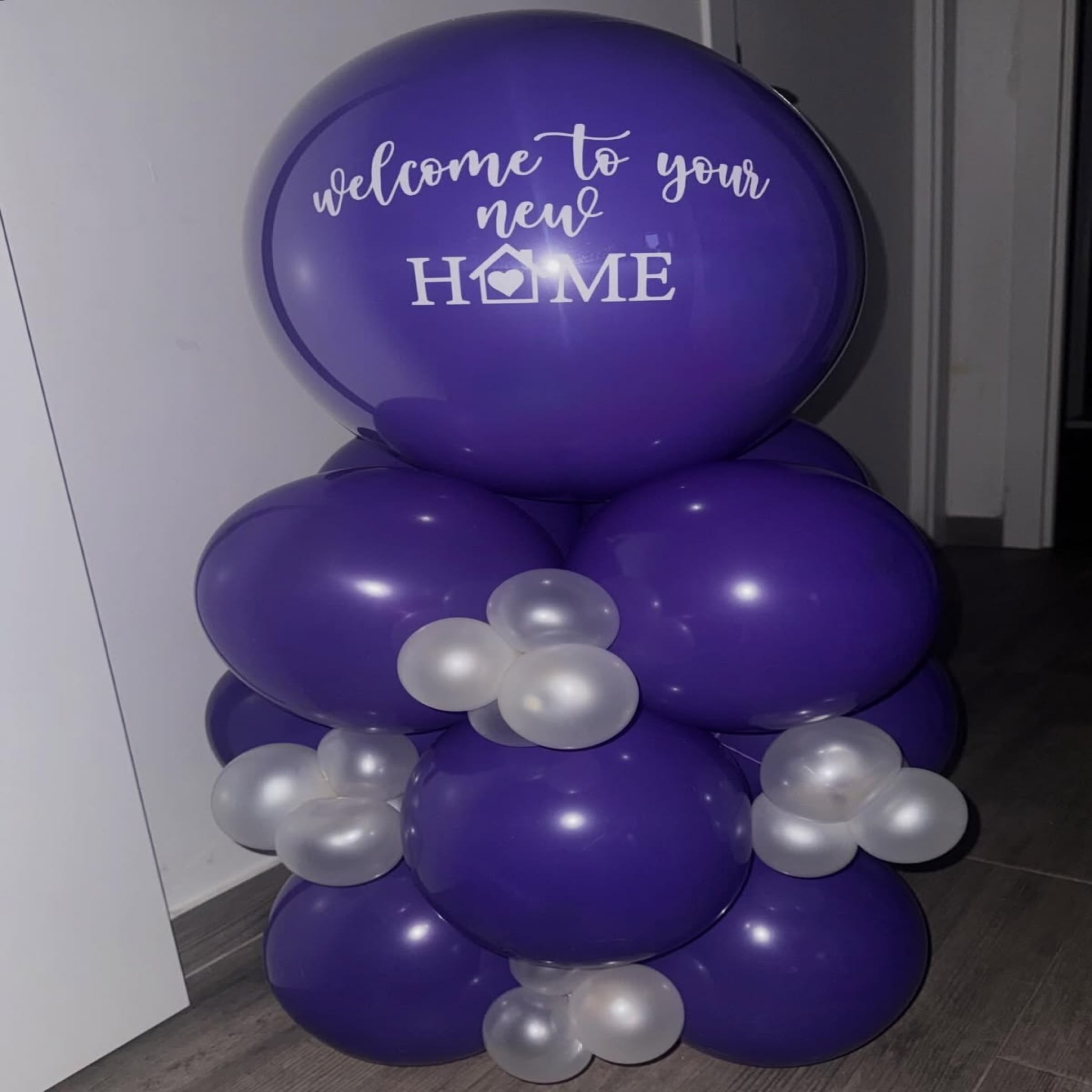 Royal Purple "Welcome to Your New Home" Air-Filled Balloon Tower