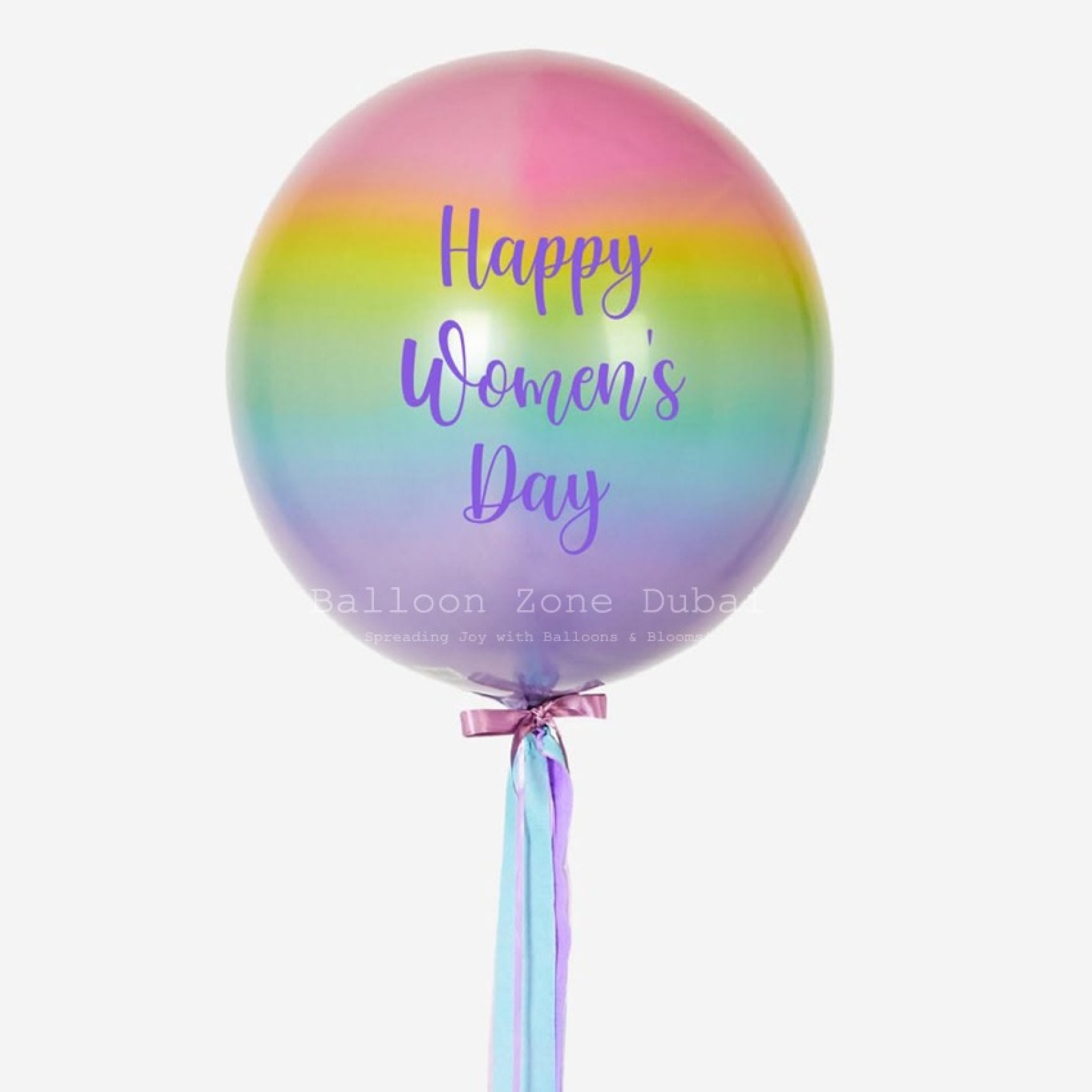 Vibrant Rainbow Gradient Happy Womenâ€™s Day Orbz Balloon